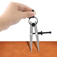 Adjustable Leather Compass - Lockable Divider With Wing Creaser (Perfect For DIY Leathercraft, Rotating Line Scribing & Precision Caliper Tool)