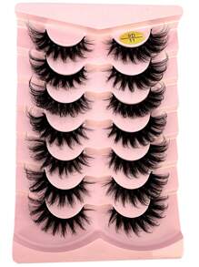 HBZGTLAD 7 Pairs Faux Mink Lashes Multipack Mink Lashes Fluffy False Eyelashes 22mm Full Wispy Lashes 8D Volume Curly Fake Eyelashes - 白色 - 查看 5