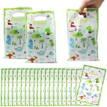 Bolsa de regalo con diseño de dinosaurio, 20 o 50 unidades, bolsa de plástico con diseño animal, bolsa de perlas verdes, para cumpleaños, fiesta, boda, festival, Día de la Madre, Acción de Gracias, empaque de regalo