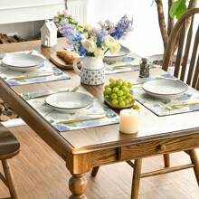 1-Piece, 4-Piece, 6-Piece Fresh Purple Floral Spring Series Placemats, 30 * 45cm Asymmetric, Animal, Plant Pattern Table Decoration, Spring Holiday Tablecloth Table Mat, Coaster Suitable For Family Parties, Kitchen Decoration, Restaurant, Company Gatherings
