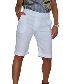 Paulo Due Stretch Turn Up Bermuda Shorts - White - View 3