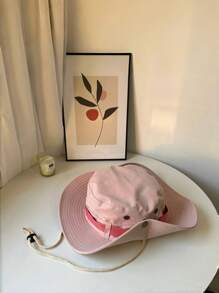 1pc Unisex Casual Polyester Bucket Hat With Drawstring, Foldable UV Protection Sunhat Suitable For Hiking, Beach Fishing, Summer Outdoor Activities - Multicolor - View 11