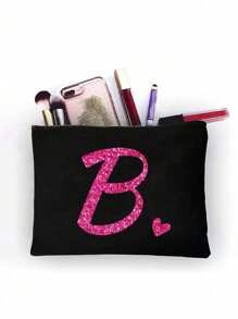 化妆包、化妆袋、钱包、字母A-Z图案、洗漱用品收纳包、拉链手机袋、铅笔盒、手拿包、教师礼物、女士旅行必备、女孩礼物、化妆工具、化妆刷收纳袋、节日必备、节日旅行包、旅行配件 - 黑色 - 查看 20