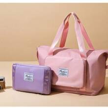 1pc Women's Travel Bag, Large Capacity Wet & Dry Separated Sports Gym Bag, Swim Bag, Carry-On Luggage, Foldable Maternity Bag - Pink - View 8