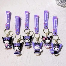 Sanrio 2 piezas Llavero de Kuromi de Sanrio oficial en forma de negro y morado, para decorar el coche, la bolsa, accesorios de anime