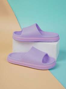 1 Pair Girls' Fashionable, Comfortable, Casual, Lightweight And Foam Slippers, Suitable For Summer - Purple - View 3