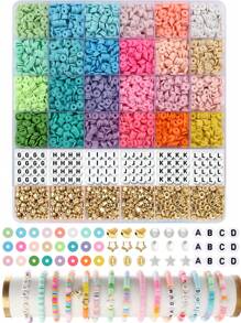 Perles d'argile, perles d'espacement rondes plates en argile Heishi pour la confection de bracelets, boucles d'oreilles, artisanat DIY pour cadeaux de fête