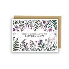 Tarjetas de cumpleaños para mamá - Tarjetas de cumpleaños feliz con flores - Tarjetas con flores - Tarjetas de cumpleaños divertidas - Flores de jardín rosadas y moradas - Regalos de cumpleaños para mamá