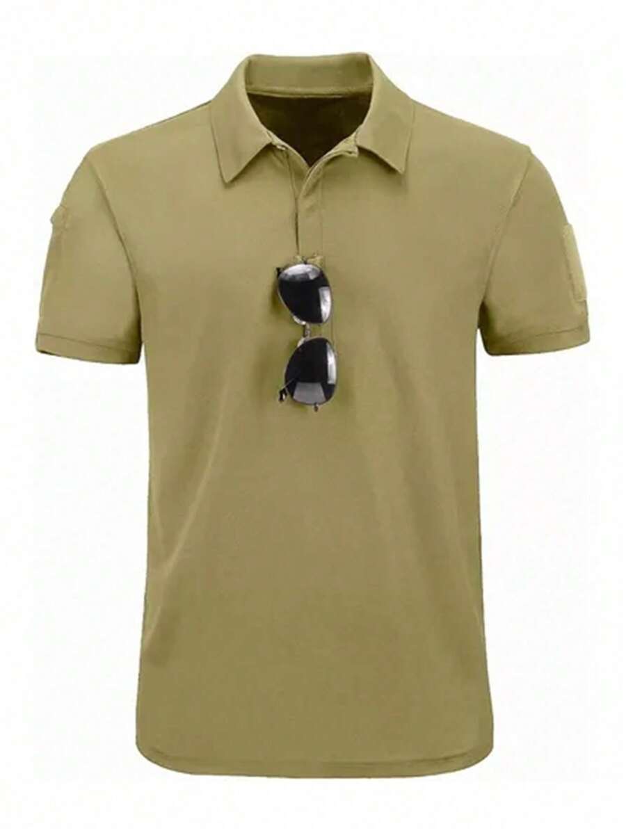 Men's Slim Short Sleeve Casual Military Tactical Polo Shirt - 卡其色 - 查看 1