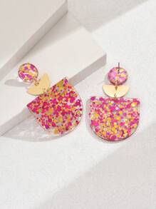 1 paire de boucles d'oreilles pendantes de style bohémien, texture semi-circulaire simple multicolore pour femmes. Nouveaux accessoires de mode pour mariage, fête, Thanksgiving, Nouvel An, cadeau de vacances