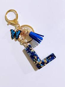 1pc Women's Beige Resin Letter Heart Shape Tassel Casual & Cute Style Keychain, Creative Decoration Gift For Friend Car Accessories Bag Charm Backpack For School Goth Y2k