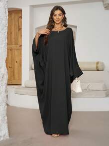 1 pezzo Abito da donna con maniche a pipistrello lunghe e hijab abbinato, adatto per uso quotidiano, abbigliamento islamico di Dubai