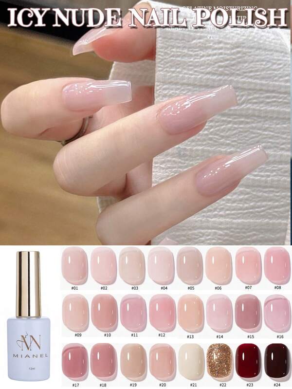 MIANEL, esmalte de uñas de gel de jade claro de 12 ml, estilo de verano 2025, serie rosa y blanco a juego, cura con luz UV, utilizado en salón de uñas, uñas blancas, rosas, azules, verdes, rojas, suministros de uñas, esenciales de playa, uñas de Halloween, uñas del 4 de julio