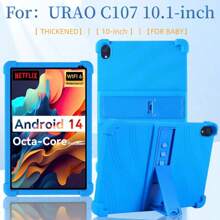 适用于 Urao C107/Jeazans OC101/C107 Android 14 平板电脑 10.1 英寸 2024 的保护壳，儿童友好型软硅胶支架保护套，适用于 HiGrace C107 - 彩色 - 查看 4