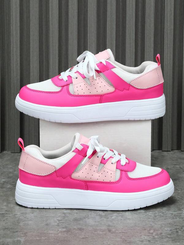 حذاء أبيض وبرتقالي وردي متعدد الألوان مريح وعصري متعدد الاستخدامات ومناسب للتنقل والمشي