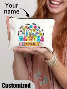 1 件教师字母和花卉图案定制名字化妆包个性化名字铅笔袋旅行洗漱用品收纳袋教师礼物、多用途、大容量、多功能、多功能、彩色、可爱、可爱、简约、有趣、卡哇伊、Y2K、极简主义、通勤、商务休闲、基础款、定制、个性化、独特、定制、送给他的理想礼物、送给她、她、家人、朋友、女朋友的理想礼物、周年纪念日、生日、节日/度假、户外/郊游/旅行/徒步旅行/体育场/运动/登山、商务/通勤/工作/办公室、度假 - 彩色 - 查看 4