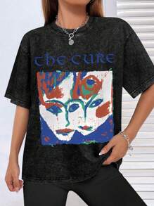EWH The Cure Art Printed T-Shirt For Both Men And Women, European And American Retro Distressed Loose And TopDG004 - màu đen - Xem 2