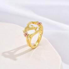 1pc Stylish Adjustable Rings With Heart, Letter, Geometric Pattern Design, Fashion Accessories, Ideal Gift