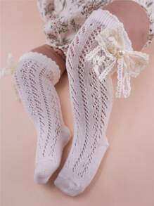 Lace Ruffle Princess Mesh Breathable Socks New Transfer Socks Pearl Socks Children Ankle Long Sock Summer Baby Girls Kids Toddler For 0-3Years Beige - Beige - View 3