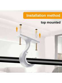 2pcs Adjustable Aluminum Alloy Single Rod Bracket For Curtain, 20-28mm Curtain Hook Heavy Duty Fixing Rod Bracket With Screws For Curtain Or Closet Rod Gifts Birthday Graduation