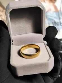 Bague en acier inoxydable avec lettre de nom manuscrite personnalisée, avec boîte en velours de luxe pour couple, hommes et femmes