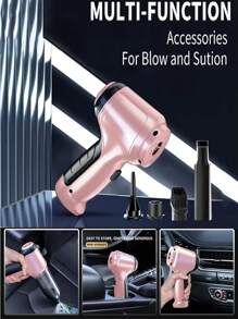 Pink Car Vacuum Cleaner, Super Suction, Super Power, Wet & Dry Cleaning, Desktop Hygiene, Pet Hair, Kitchen Powder, Portable, Mini Handheld