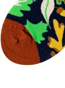 1 Pair Of Men's Fashionable Navy Blue Squirrel Cartoon Crew Socks - Multicolor - View 6