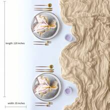 1pc Champagne-Color Cheesecloth Table Runner, Nude Burlap Table Cloth, Country Style For Wedding Decor, Suitable For Wedding, Baby Shower, Bridal Shower And Birthday. The Ivory Cheesecloth Table Runners Can Also Be Used As Decorative Hanging On Tables Or Chairs To Add An Elegant Touch To Any Event. Can Be Used As Wedding Reception Table Decor, As Wedding Banquet, Backdrop Or Main Dining Table, Dessert Table Or Candy Bar - Champagne - View 3