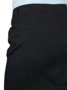 Paulo Due Stretch Chino Knee Length Pencil Skirt - Black - View 3
