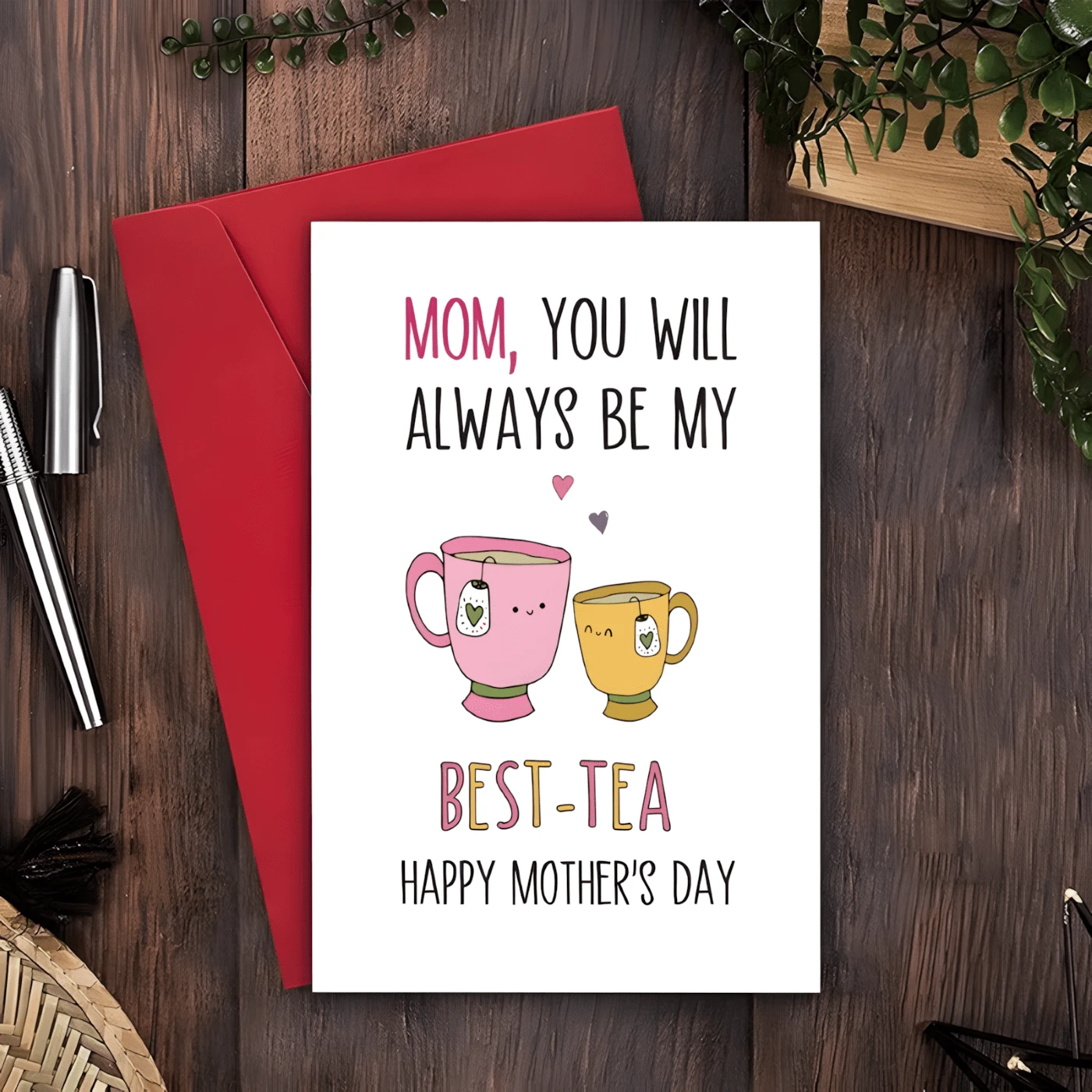 1Pc Charming Mother's Day Card From Daughter To Mom - Perfect For Tea Lovers, Unique And Funny Mom Gift,Back To School,School Supplies - Multicolor - View 1