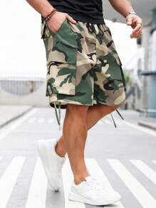 Men's Multi-Functional Casual Hiking Cargo Shorts, Spring/Summer - Army Green - View 1