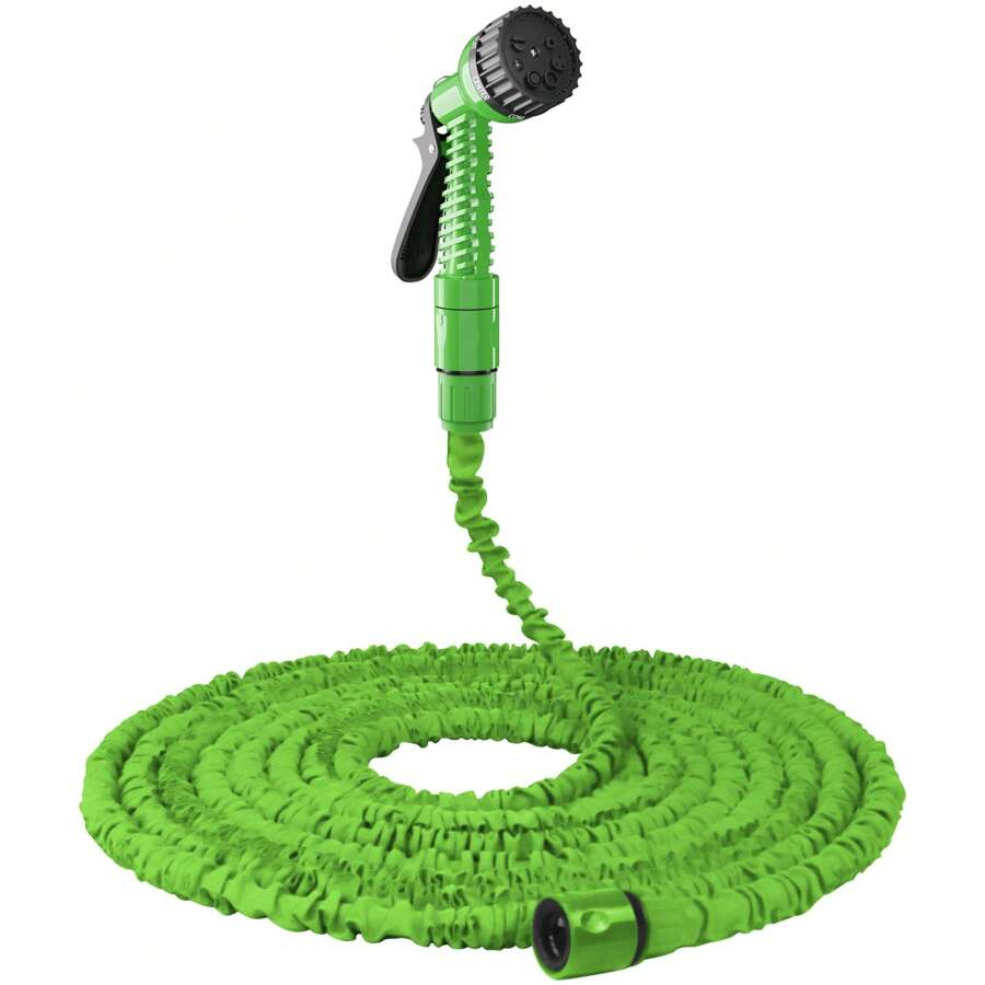 Vandise 75FT Expandable Garden Hose Pipe Lightweight, 3 Times Expanding Hose, Leak Proof, Flexible Hosepipes For Garden With 7 Function Spray Nozzle, No Kink Water Hose, Brass Fitting, 1/2" Solid Brass Connectors, Lightweight No-Kink Flexible Water Hose, Garden Hose Outdoor, Expandable Garden Hose Heavy Duty Garden Hose Flexible Telescopic Water Pipe Lightweight Water Hose 75ft, Retractable, Brass Alloy Connector, For Gardens, Patios And Cars, Flowers (Black/ Blue/ Green) - Green - View 1