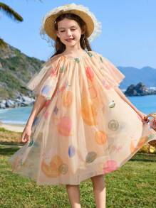 ASK JUNIOR Tween Girls Casual Vacation Whimsical Floral Print Dress - Multicolor - View 5