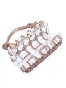 Túi đeo vai sang trọng cho nữ Túi cầm tay buổi tối Túi hộp Túi cô dâu Ví dự tiệc đính đá lấp lánh Túi xách Boston - Vàng - Xem 4