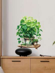 1pc Home Decorations Classic Style Green Potted Plant Wall Sticker, For Office, Bedroom, Living Room And Entrance, Self-Adhesive PVC Decor - Fashionable Plant Wall Mural, Wall Decal, Vinyl Decal For Home Decorations, Wall Decoration Items Refresh Your Home Gifts Birthday Graduation Room Decor Bathroom Decor Bedroom Decor Room Decoration Stuff Living Room Decor House Decor Home Decor Living Room Wall Art Wall Paper Stickers