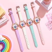 Sanrio Montre en acier de haute qualité avec diamants, motif Stitch de Disney, pour dame/fille. Montre-bracelet à quartz pour filles