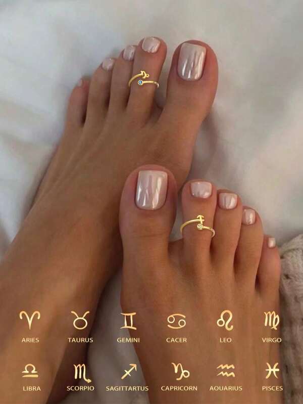 S925 Sterling Silver Toe Ring Twelve Constellation Ring Adjustable Plating 14K Platinum Ring Toe Ring Single Ring For Women Girls Gift Foot Rings
