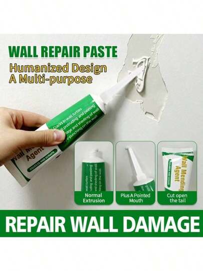 Masilla para reparación de paredes, agente de reparación doméstico a base de agua sin olor, reparación de grafitis, material de rejuntado, látex multicolor 1 pieza, blanco (el color real puede variar ligeramente de la imagen)