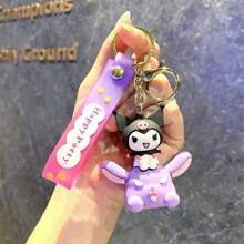Sanrio Sanrio 1pc Kuromi Series Keychain Cute Anime Doll Key Chain Ring Bag Backpack Charm Car Key Pendant Women Daily Use Gift,Kuromi,Kuromi Stuff,Kuromi Keychain