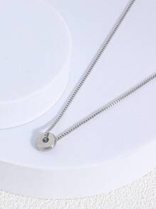 1pc Modern Minimalist Two-Tone Geometric Circle Pendant Necklace, 2 Pieces Set