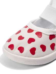 1 par de zapatos deportivos casuales, transpirables y con estampado, de lona elástica beige, para niñas, adecuados para salir a diario (patrón aleatorio)