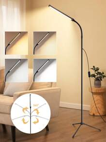 Lampada da terra a LED - temperatura colore regolabile e luminosità dimmerabile, lampade da terra moderne, luce da terra regolabile in altezza con collo di cigno USB per lettura, ufficio, soggiorno, camera da letto, estensioni ciglia, centro estetico, salone e trucco