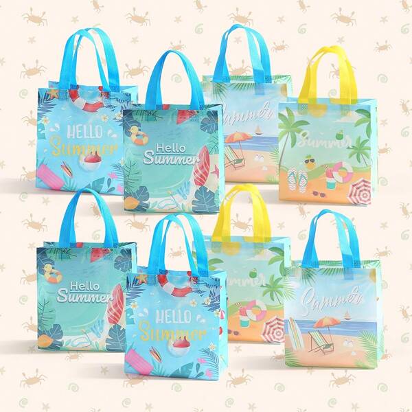 24 PIEZAS Bolsas de papel para fiesta de playa hawaiana, bolsas de obsequio de verano para fiesta tropical de playa, accesorios para decoración