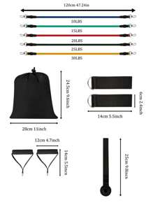 11 件/套 TPE 阻力带套装，阻力带最大 100LB 锻炼套装，配有 5 个阻力带和 2 个手柄，适合男女家庭室内外力量、体能训练、健身家用健身器材 - 彩色 - 查看 4