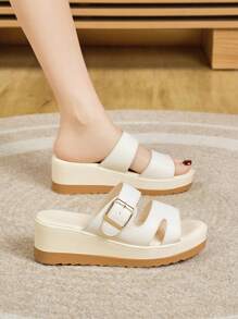 Sandalias de mujer nuevo verano con suela gruesa, sandalia deslizante cómoda, ligera y antideslizante de moda y versátil - Beis - Ver 3