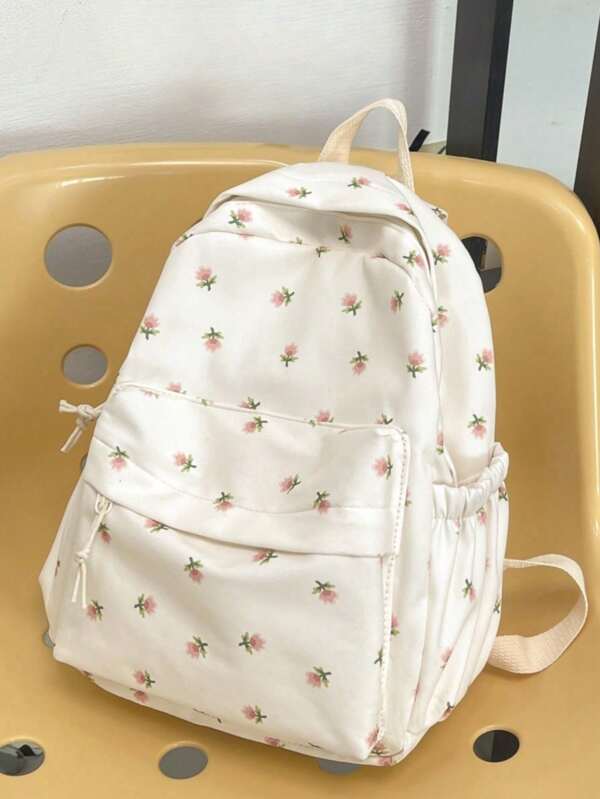Lightweight,Business Casual Floral Pattern Functional Backpack, Laptop Backpack For Women, Large Capacity Travel Anti-Theft Bag Business Computer Backpacks Purse College Backpack, Ergonomic Shoulder Straps With Multiple Pockets For Student Laptop Travel Sports Back Pack School Bag For Graduate, Perfectly Matching With Backpack Accessories