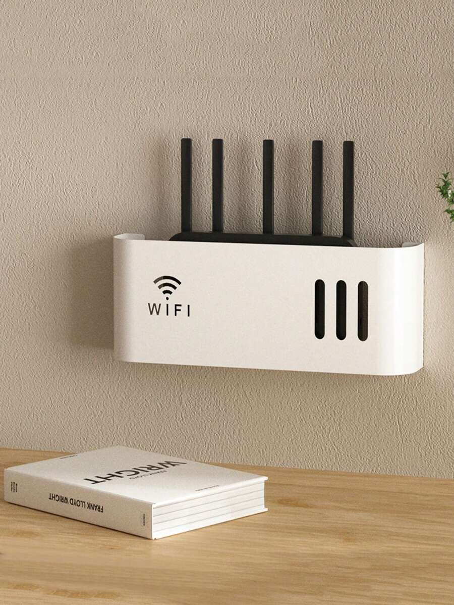 1pc Modern Minimalist Wall-Mount WiFi Router Storage Box, No-Drill Cable Box Organizer, Space-Saving Design, Suitable For Home And Office - Multicolor - View 1