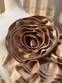 欧美风格手工3D立体花卉高端新娘披肩/斗篷，粉色和红色 - 香檳色 - 查看 5