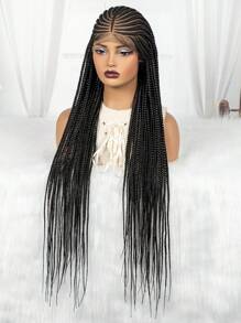 M MALAIKA Braided Wigs For Women Full Lace Cornrow Box Braided Wig Loc Wig Synthetic Lace Front Braided Wigs With Handmade Faux Locs Wig - màu đen - Xem 7