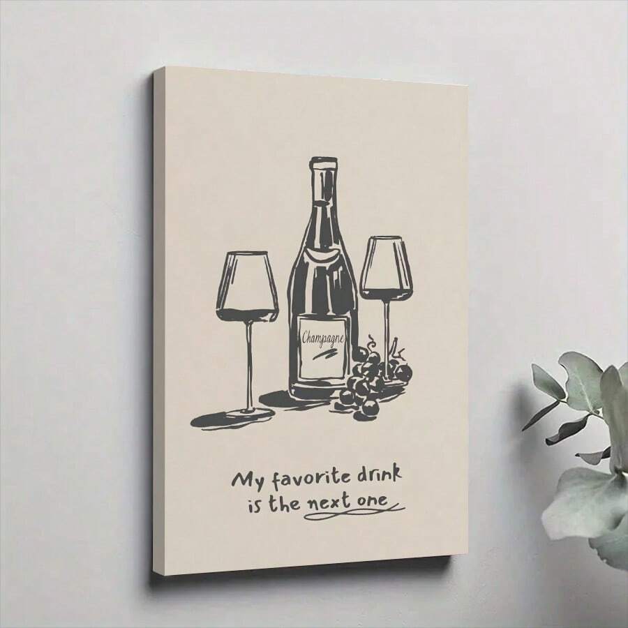 1pc Framed Canvas Poster, My Favourite Cocktail Is The Next One Wall Art Canvas Paintings, Ideal Gift For Bedroom Living Room Corridor, Wall Art, Wall Decor, Room Decoration